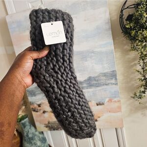 New Anthropologie Lemon Handmade Non-Slip Cozy lounge socks.
